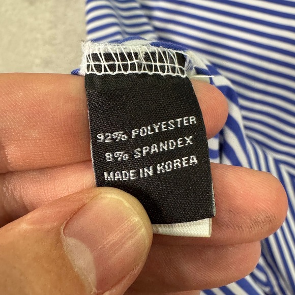 Turtleson Performance Polo Shirt Men Large Blue White Stripe Golf Southern Hills - Picture 8 of 8